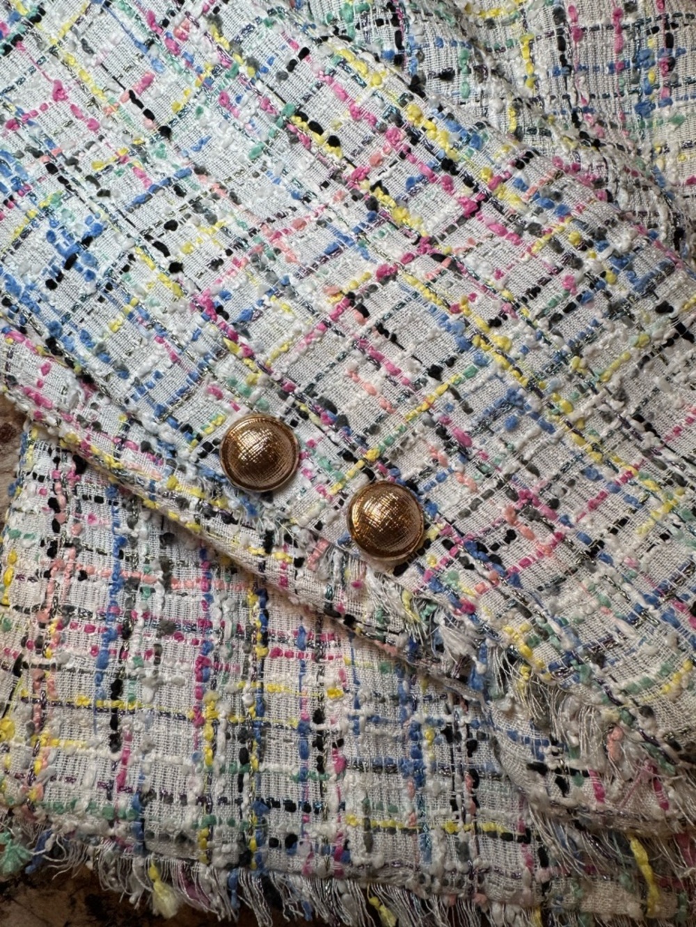 Worthington Multicolor Tweed Fringed Cropped Blazer - Picture 6 of 8